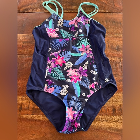 Floral Kids One Piece Swimsuit - Picture 1 of 4